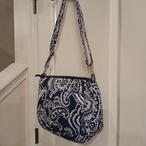 Vera Bradley Navy and White Paisley Crossbody Bag Adjustable Strap - Picture 7 of 8